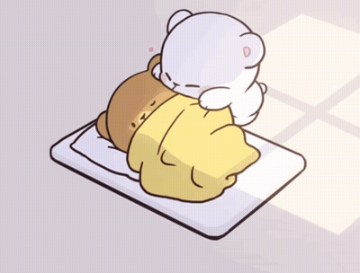 A Cartoon Drawing Of A Teddy Bear Laying On A Bed GIF