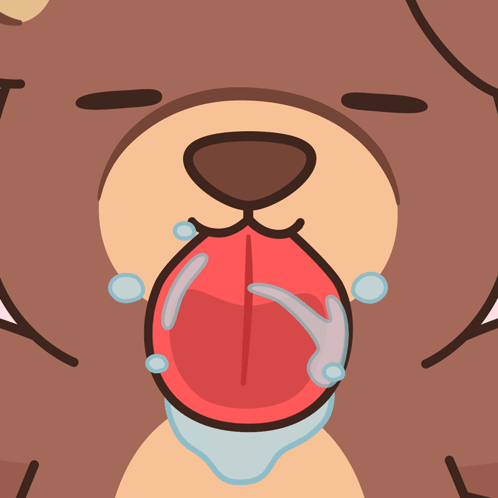 A Cartoon Drawing Of A Teddy Bear With Its Tongue Sticking Out GIF