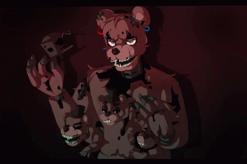 A Cartoon Drawing Of A Teddy Bear With Many Faces On It GIF