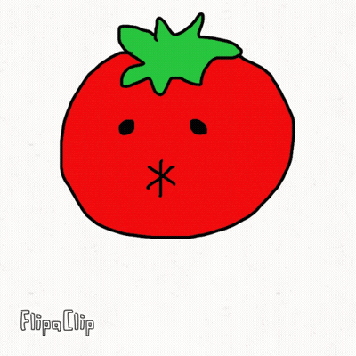 A Cartoon Drawing Of A Tomato With A Star In Its Mouth And The Words Flipa Clip Below It GIF