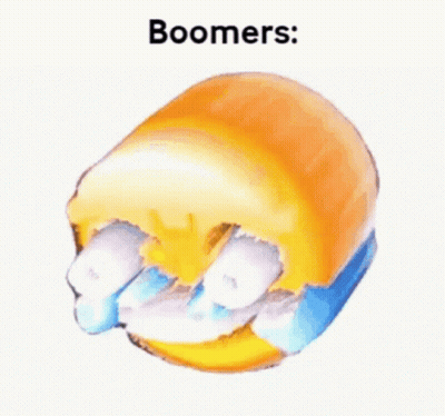 A Cartoon Drawing Of A Toothbrush With The Words Boomers Written Above It . GIF