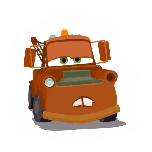 A Cartoon Drawing Of A Tow Truck With A Sad Face Sticker