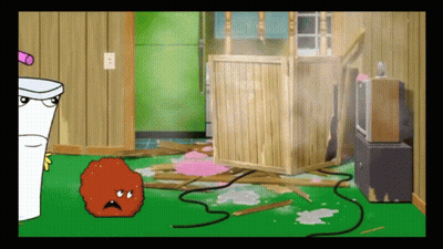A Cartoon Drawing Of A Trash Can And A Red Ball GIF