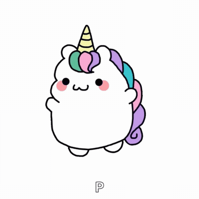 A Cartoon Drawing Of A Unicorn With A Rainbow Mane GIF