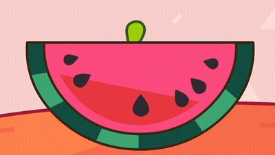 A Cartoon Drawing Of A Watermelon With A Green Stem GIF