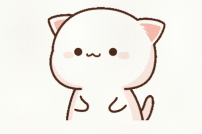 A Cartoon Drawing Of A White Cat With A Pink Nose GIF