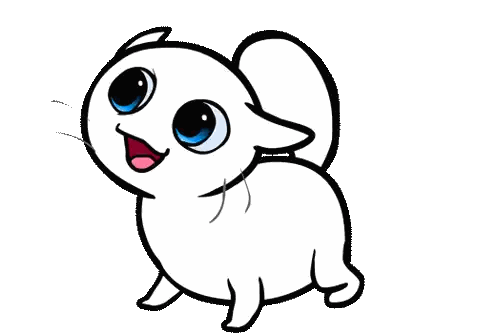 A Cartoon Drawing Of A White Cat With Blue Eyes And A Smiling Face . Sticker