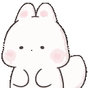 A Cartoon Drawing Of A White Cat With Pink Cheeks And Ears . Sticker