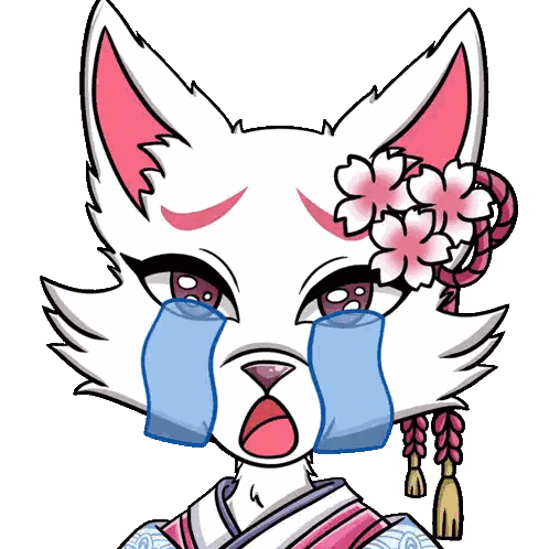 A Cartoon Drawing Of A White Cat With Pink Flowers On Her Head Sticker
