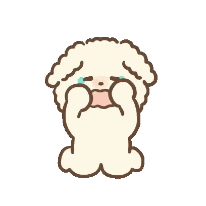 A Cartoon Drawing Of A White Dog Crying Sticker