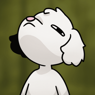 A Cartoon Drawing Of A White Dog Looking Up At The Sky GIF