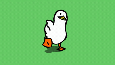 A Cartoon Drawing Of A White Duck With Orange Legs GIF