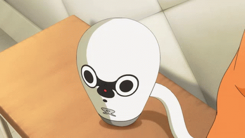 A Cartoon Drawing Of A White Object With A Black Nose GIF