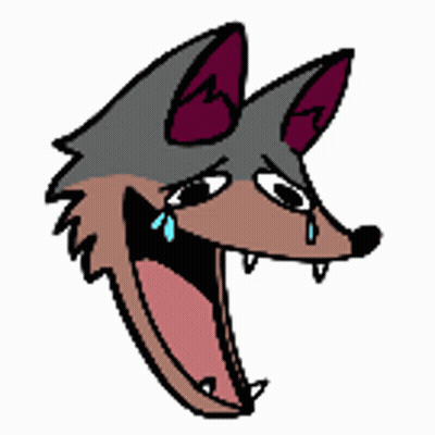 A Cartoon Drawing Of A Wolf 'S Head With Its Mouth Open GIF