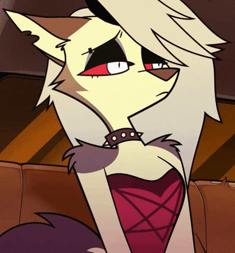 A Cartoon Drawing Of A Wolf Wearing A Collar GIF
