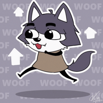A Cartoon Drawing Of A Wolf With The Word Woof Behind It GIF
