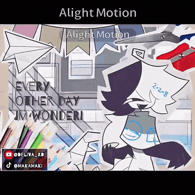 A Cartoon Drawing Of A Wolf With The Words " Alight Motion " On The Top GIF
