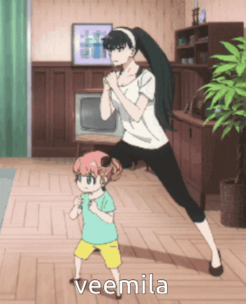 A Cartoon Drawing Of A Woman And A Child With The Word Veemila Written On The Bottom GIF