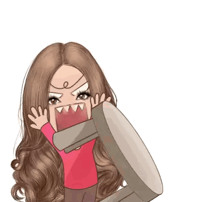 A Cartoon Drawing Of A Woman Holding A Chair With Her Mouth Open Sticker