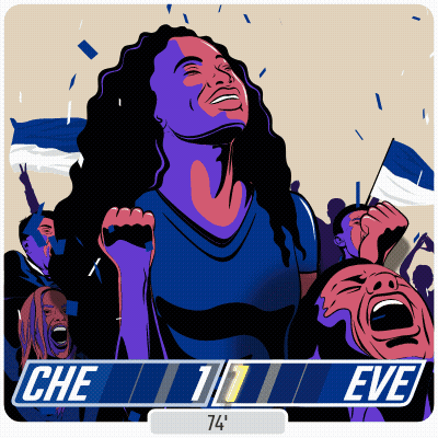 A Cartoon Drawing Of A Woman Holding A Flag With The Words Che 1 1 Eve On It GIF