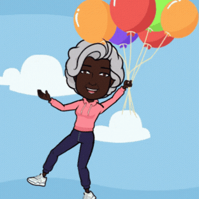 A Cartoon Drawing Of A Woman Holding Balloons GIF