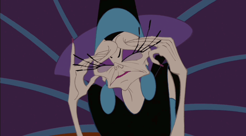 A Cartoon Drawing Of A Woman Holding Her Head With Her Hands GIF