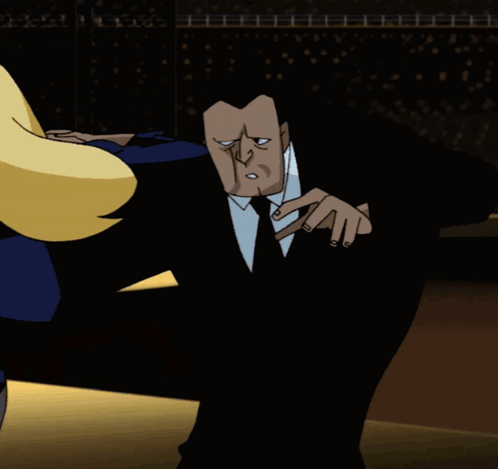 A Cartoon Drawing Of A Woman In A Black And Blue Outfit GIF