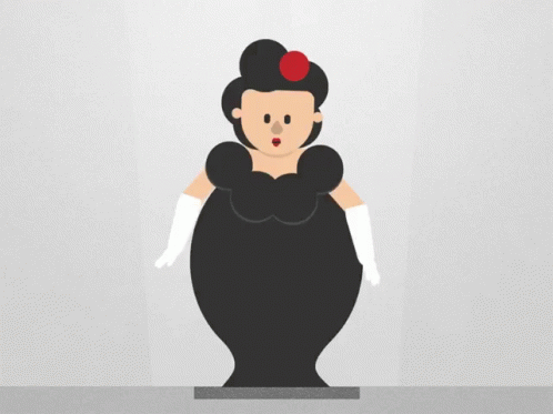 A Cartoon Drawing Of A Woman In A Black Dress GIF