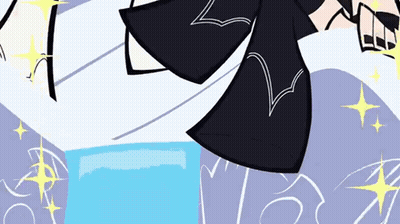 A Cartoon Drawing Of A Woman In A Black Dress GIF