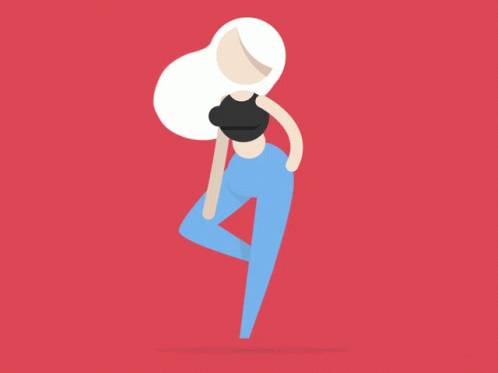A Cartoon Drawing Of A Woman In A Black Top And Blue Pants GIF