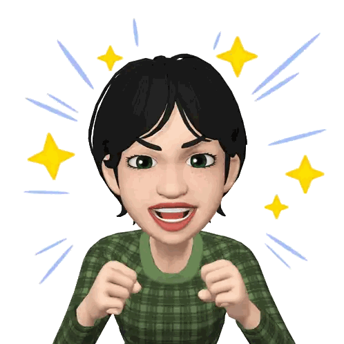 A Cartoon Drawing Of A Woman In A Green Plaid Shirt With Her Fists In The Air Sticker