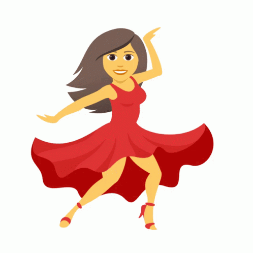 A Cartoon Drawing Of A Woman In A Red Dress GIF