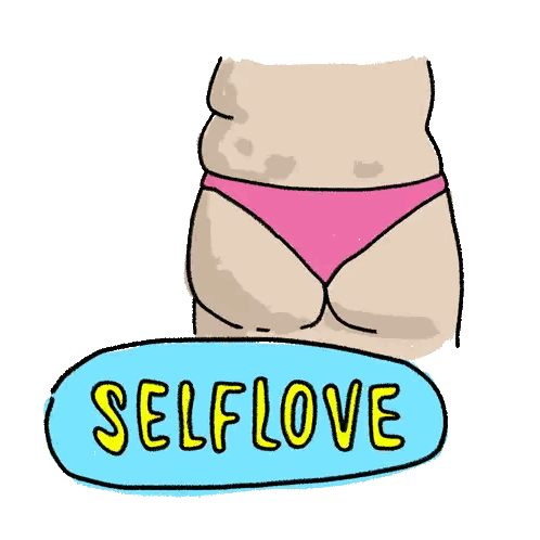 A Cartoon Drawing Of A Woman 'S Butt And The Words Self Love Sticker