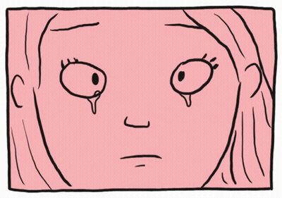 A Cartoon Drawing Of A Woman 'S Face With Tears Running Down Her Eyes GIF