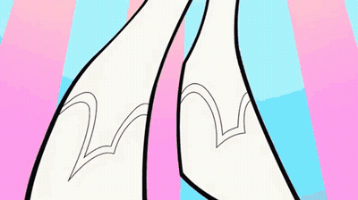 A Cartoon Drawing Of A Woman 'S Feet With A Pink And Blue Background GIF