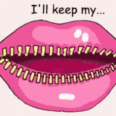 A Cartoon Drawing Of A Woman 'S Lips With The Words " I 'Ll Keep My " Written Above It GIF