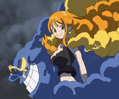 A Cartoon Drawing Of A Woman Standing Next To A Blue Monster GIF