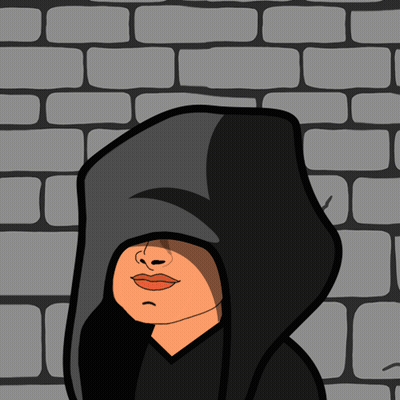 A Cartoon Drawing Of A Woman Wearing A Black Hood GIF
