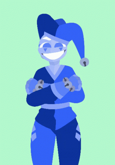 A Cartoon Drawing Of A Woman Wearing A Harlequin Hat GIF