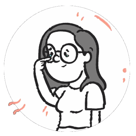 A Cartoon Drawing Of A Woman With Glasses Covering Her Eyes Sticker
