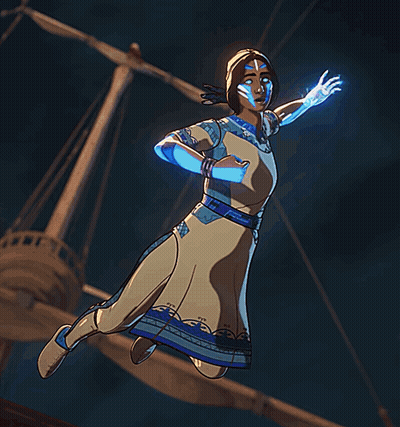 A Cartoon Drawing Of A Woman With Glowing Eyes And A Blue Circle Around Her GIF