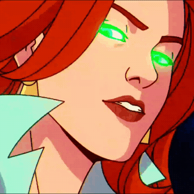 A Cartoon Drawing Of A Woman With Green Eyes GIF