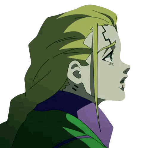 A Cartoon Drawing Of A Woman With Green Hair And A Tattoo On Her Forehead Sticker