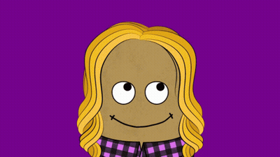 A Cartoon Drawing Of A Woman With Long Blonde Hair GIF