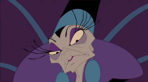 A Cartoon Drawing Of A Woman With Long Eyelashes And A Purple Dress GIF