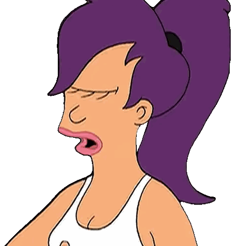 A Cartoon Drawing Of A Woman With Purple Hair And A White Tank Top Sticker