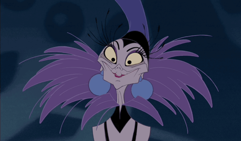 A Cartoon Drawing Of A Woman With Purple Hair GIF