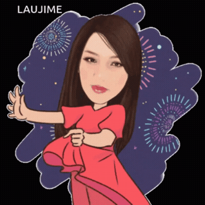 A Cartoon Drawing Of A Woman With The Name Laujime On The Bottom Right GIF