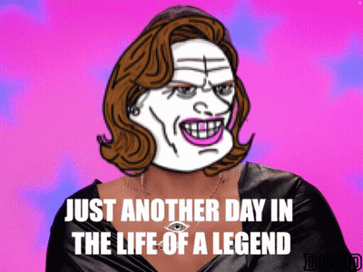A Cartoon Drawing Of A Woman With The Words Just Another Day In The Life Of A Legend GIF