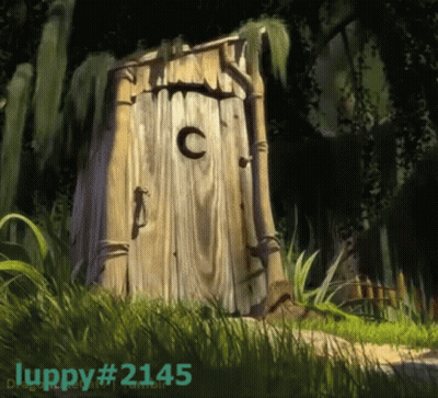 A Cartoon Drawing Of A Wooden Outhouse With The Letter C On It GIF